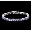 Image 1 : 14KT White Gold 9.03ctw Tanzanite and Diamond Bracelet