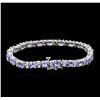 Image 2 : 14KT White Gold 9.03ctw Tanzanite and Diamond Bracelet