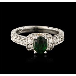 14KT White Gold 0.76ct Tsavorite and Diamond Ring