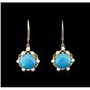 Image 1 : 10KT Yellow Gold 5.55ctw Turquoise and Pearl Earrings