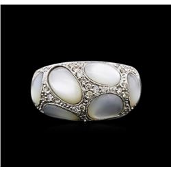 14KT White Gold Mother of Pearl and Diamond Ring