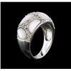 Image 3 : 14KT White Gold Mother of Pearl and Diamond Ring