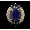 Image 1 : 14KT Yellow Gold 10.94ct Sapphire and Diamond Ring