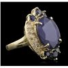 Image 2 : 14KT Yellow Gold 10.94ct Sapphire and Diamond Ring