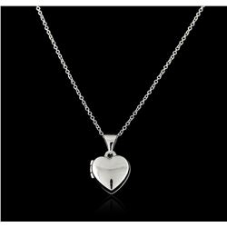 14KT White Gold Heart Shape Locket Pendant With Chain