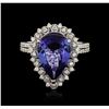 Image 1 : 14KT White Gold GIA Certified 5.07ct Tanzanite and Diamond Ring