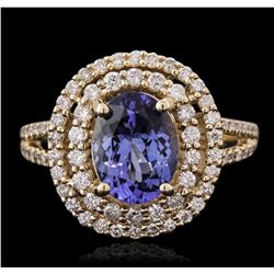 14KT Yellow Gold 2.37ct Tanzanite and Diamond Ring