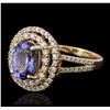 Image 2 : 14KT Yellow Gold 2.37ct Tanzanite and Diamond Ring
