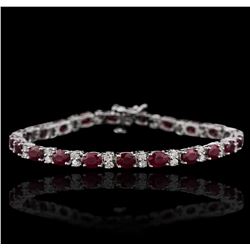 14KT White Gold 7.35ctw Ruby and Diamond Bracelet