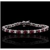 Image 1 : 14KT White Gold 7.35ctw Ruby and Diamond Bracelet