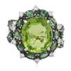 Image 1 : 18KT White Gold 9.54ct Peridot, Chrysoberyls and Diamond Ring