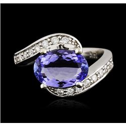 14KT White Gold 2.09ct Tanzanite and Diamond Ring