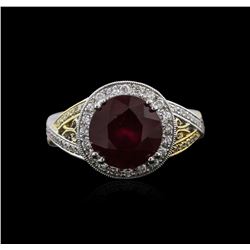 18KT Two-Tone Gold 4.65ct Ruby and Diamond Ring