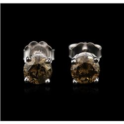 14KT White Gold 1.15ctw Fancy Brown Diamond Stud Earrings