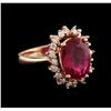 Image 2 : 14KT Rose Gold 5.17ct Ruby and Diamond Ring