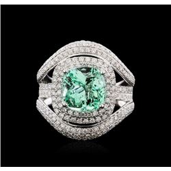 18KT White Gold 3.87ct Emerald and Diamond Ring