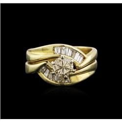 14KT Yellow Gold 0.95ctw Diamond Wedding Ring Set