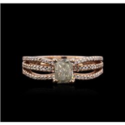 14KT Rose Gold 1.42ctw Fancy Green Diamond Ring