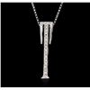 Image 1 : 14KT White Gold 0.16ctw Diamond Pendant With Chain