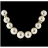 Image 2 : 14KT Yellow Gold Cultured Pearl and Diamond Necklace