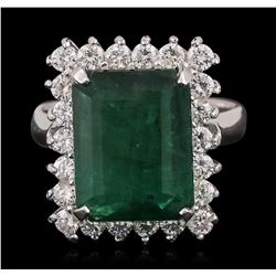 14KT White Gold 6.12ct Emerald and Diamond Ring