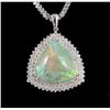 Image 3 : 14KT White Gold 25.72ct Opal and Diamond Pendant with Chain