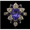 Image 1 : 14KT Yellow Gold 3.36ct Tanzanite, Sapphire and Diamond Ring