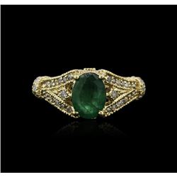 14KT Yellow Gold 1.19ct Emerald and Diamond Ring