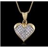 Image 1 : 14KT Yellow Gold 0.80ctw Diamond Pendant With Chain