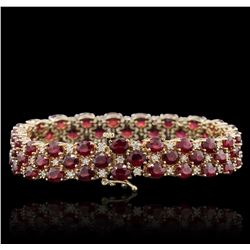 14KT Yellow Gold 28.98ctw Ruby and Diamond Bracelet