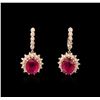 Image 1 : 14KT Rose Gold 14.74ctw Ruby and Diamond Earrings