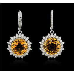 14KT White Gold 11.92ctw Citrine and Diamond Earrings