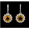 Image 1 : 14KT White Gold 11.92ctw Citrine and Diamond Earrings