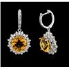 Image 2 : 14KT White Gold 11.92ctw Citrine and Diamond Earrings