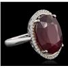 Image 2 : 14KT White Gold 15.22ct Ruby and Diamond Ring