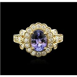 14KT Yellow Gold 1.99ct Tanzanite and Diamond Ring