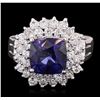 Image 1 : 14KT White Gold 3.13ct Sapphire and Diamond Ring