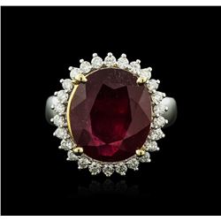 14KT Two-Tone Gold 8.30ct Ruby and Diamond Ring