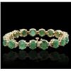 Image 1 : 14KT Yellow Gold 20.90ctw Emerald and Diamond Bracelet