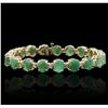 Image 2 : 14KT Yellow Gold 20.90ctw Emerald and Diamond Bracelet