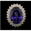 Image 1 : 14KT Yellow Gold 21.26ct Tanzanite and Diamond Ring