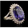 Image 2 : 14KT Yellow Gold 21.26ct Tanzanite and Diamond Ring