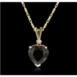 14KT Yellow Gold 2.19ct Garnet and Diamond Pendant With Chain