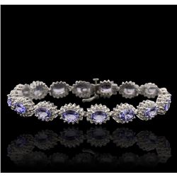 14KT White Gold 10.40ctw Tanzanite and Diamond Bracelet