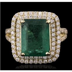 14KT Yellow Gold 5.24ct Emerald and Diamond Ring