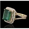 Image 2 : 14KT Yellow Gold 5.24ct Emerald and Diamond Ring