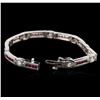 Image 3 : 14KT White Gold 2.40ctw Ruby and Diamond Bracelet