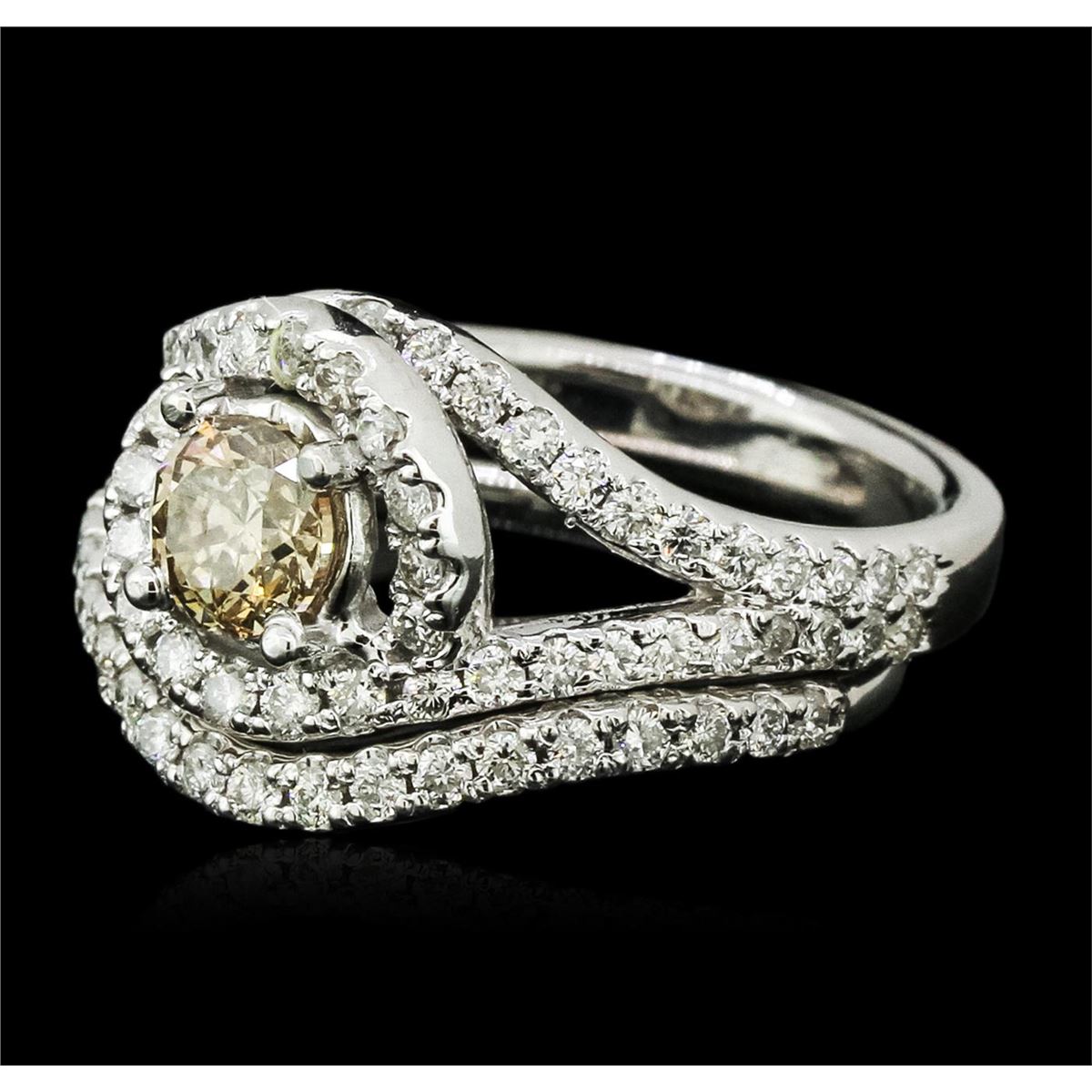 14KT White Gold 1.59ctw Fancy Brown Diamond Wedding Ring Set