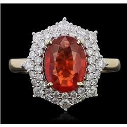 14KT Yellow Gold 2.02ct Padparadscha and Diamond Ring