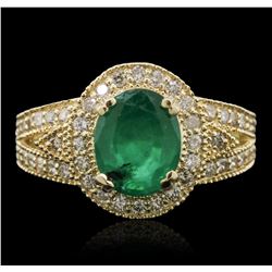 14KT Yellow Gold 2.05ct Emerald and Diamond Ring